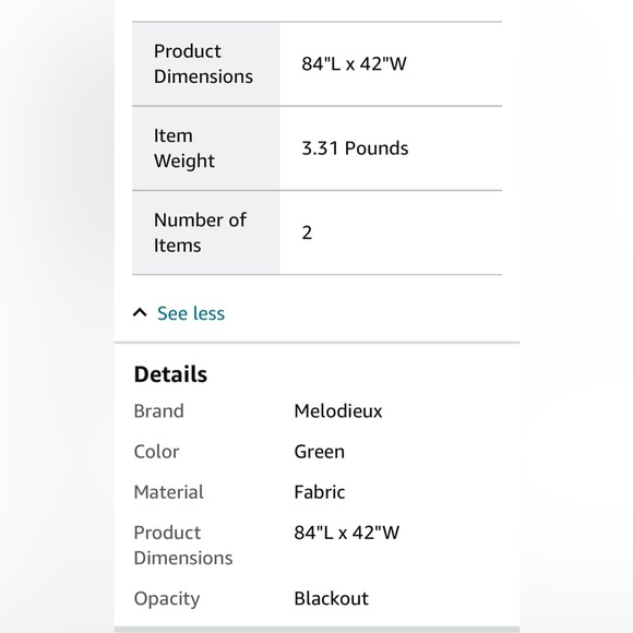 Green Faux Linen Blackout Curtains Set of 2 - Picture 6 of 8